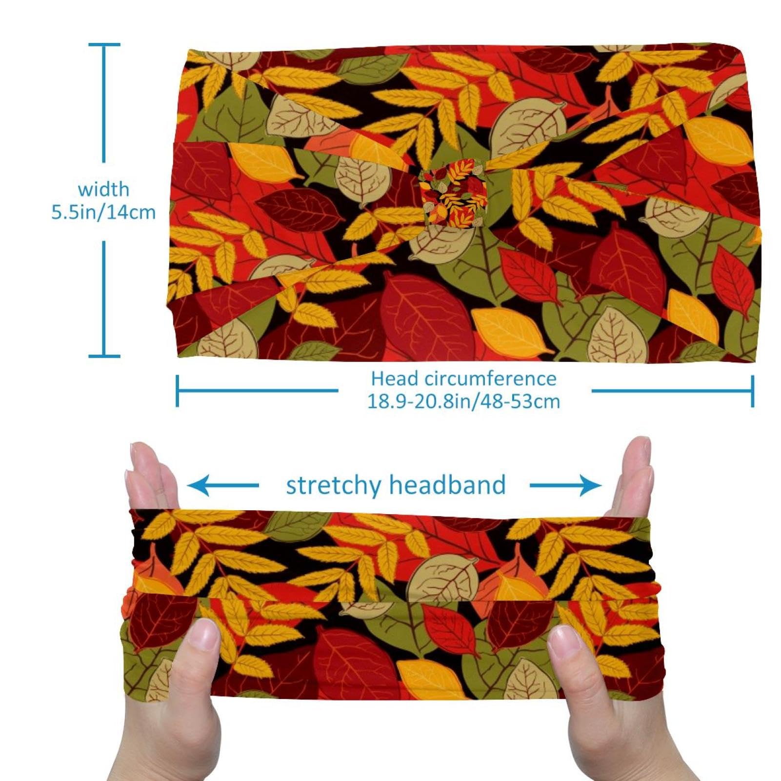 Lot de 6 bandeaux élastiques pour femme, motif feuilles d'arbre d'automne - Large bandeau antidérapant - Bandeau anti-transpiration pour entraînement, sport, gym, course à pied, fitness