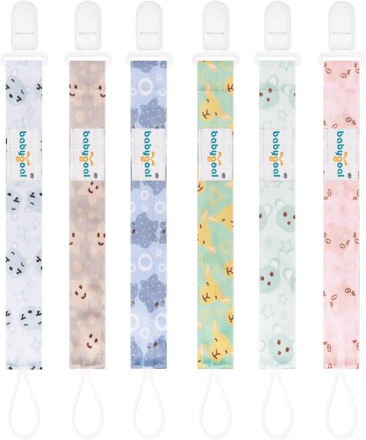 Babygoal Pacifier Clips, 6 Pack Pacifier Holder for Boys and Girls Fits Most Pacifier Styles & Baby Teething Toys and Baby Gift 6PS33
