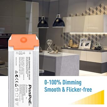 24V 60W Dimmable LED Driver, Universal Regulated 24v DC SCR dimmable Led Transformer Power Supply, 0-100% Dimming, Compatible with Lutron, Leviton Dimmers for LED Strip Lights