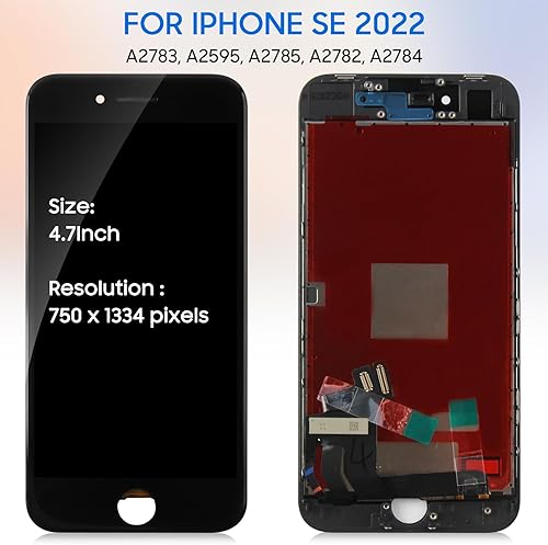 Miniatura 2 de Para iPhone SE 2022 Reemplazo de pantalla Negro, para iPhone SE3 Pantalla LCD Reemplazo de pantalla táctil Kit de reparación de digitalizador de