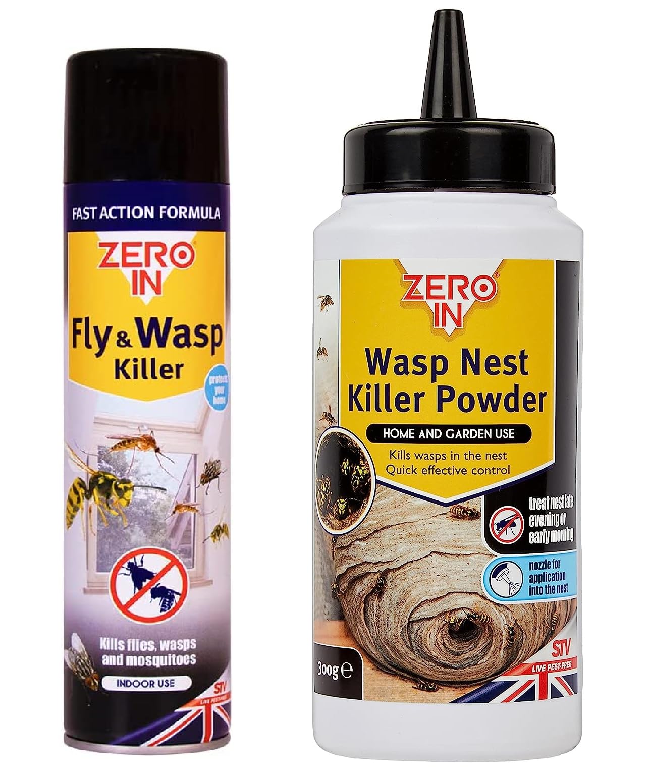 SK INFINITYZero In Wasp Nest Powder - Fly & Wasp Killer spray - Aerosol Acting Fast Control Wasp - Flay and Bugs home in door & out (Wasp Nest Powder & Wasp Killer Spray)