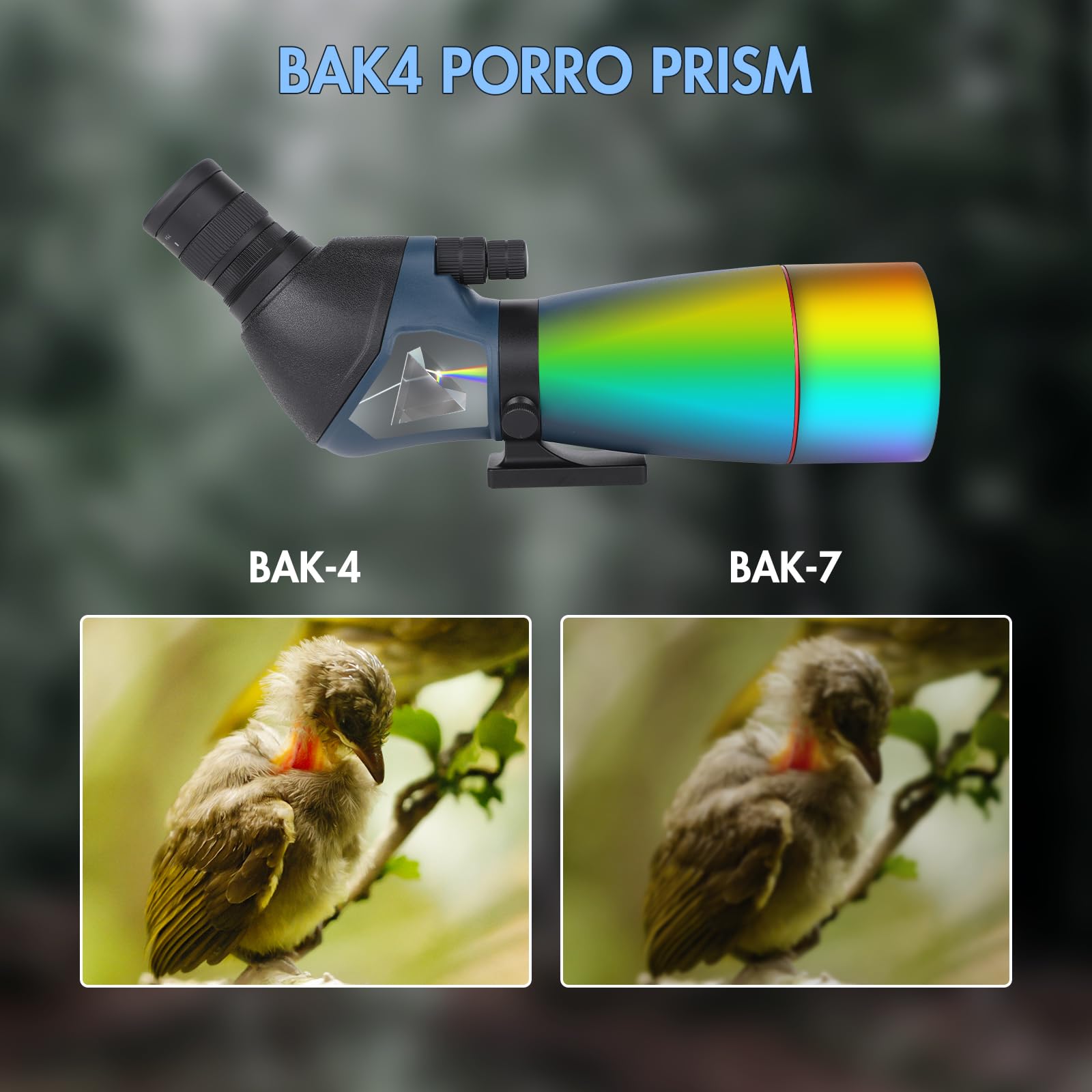 Telescopio ultra HD 25-75 x 70, doppia messa a fuoco, impermeabile, obiettivo FMC, prisma BAK4, custodia, treppiede, caccia, bird watching, paesaggi selvatici (blu)