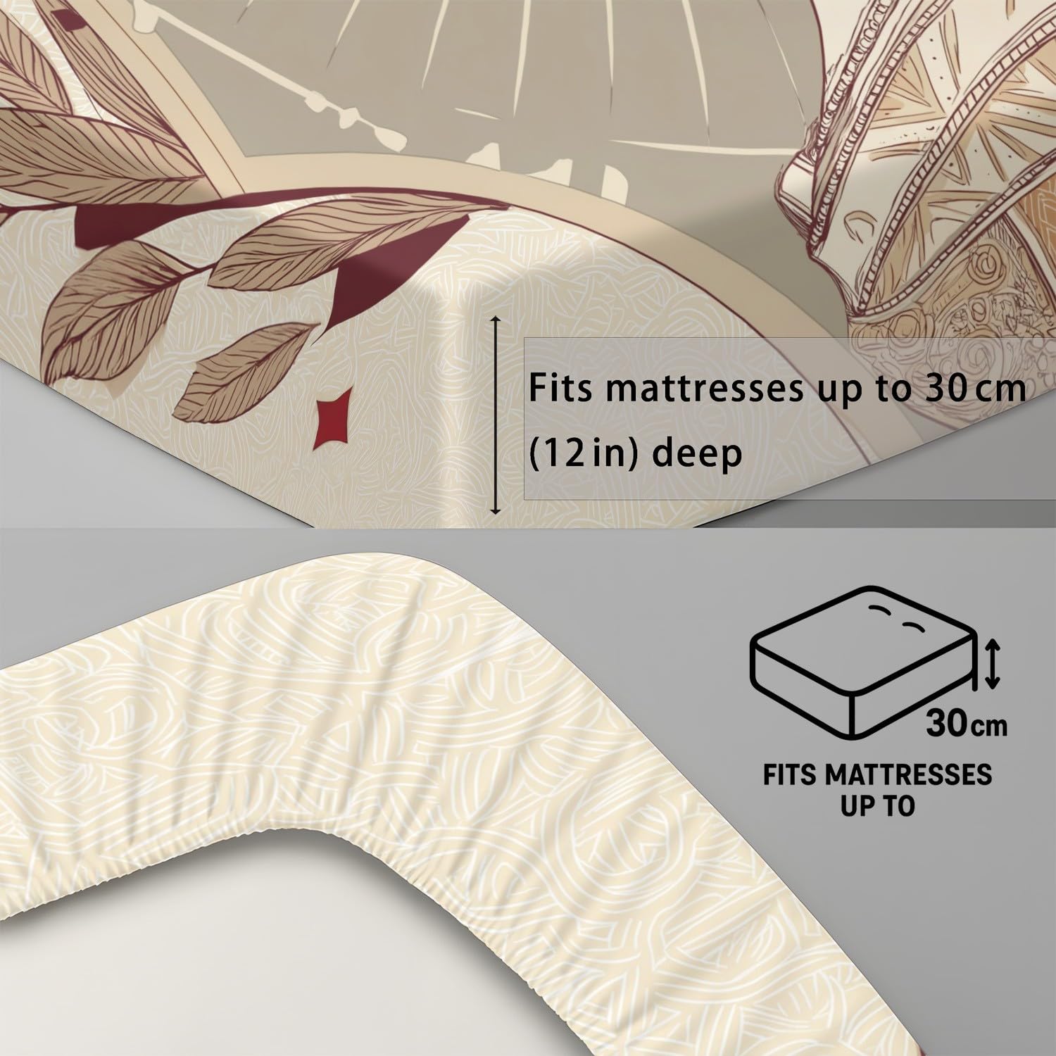 Vintage Menschen Spannbetttuch Elegant Königin Krone Spannbettlaken 200 x 200 x 30 cm 3teilig Mikrofaser Bettwäsche Set mit 2 Kissenbezüge 80 x 80 cm Kein Flachbettlaken