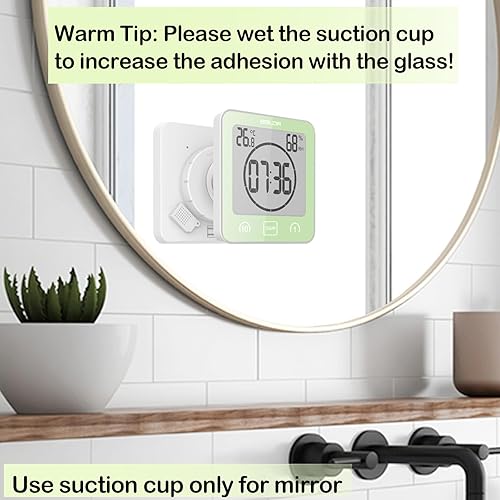Miniatura 2 de Reloj de pared y temporizador de baño impermeable, temporizador digital resistente al agua para colgar en la ducha, pantalla grande, temporizadores