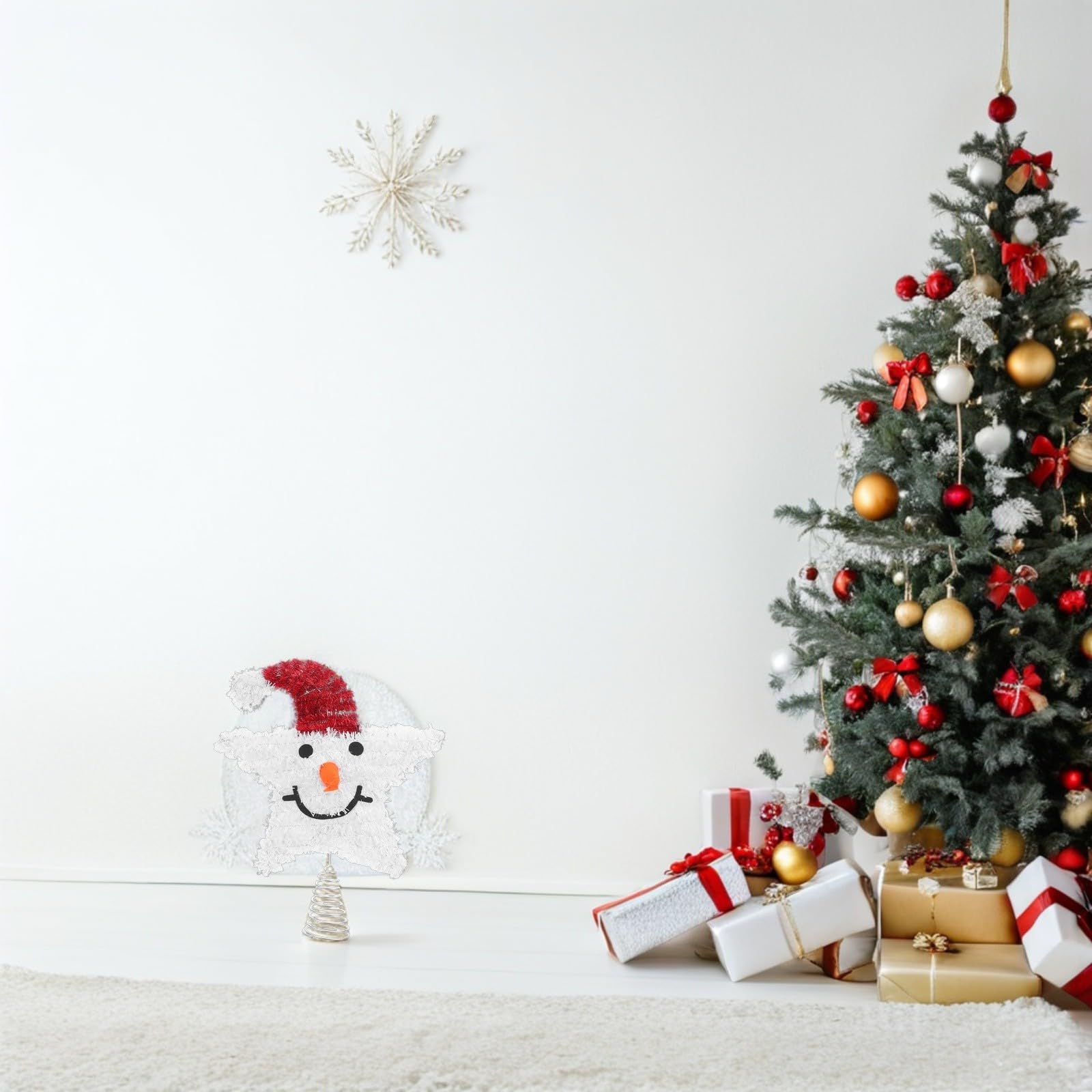 Beaupretty 4 Pièces Décoration de Sapin Bonhomme de Neige Étoile, Blanc,
