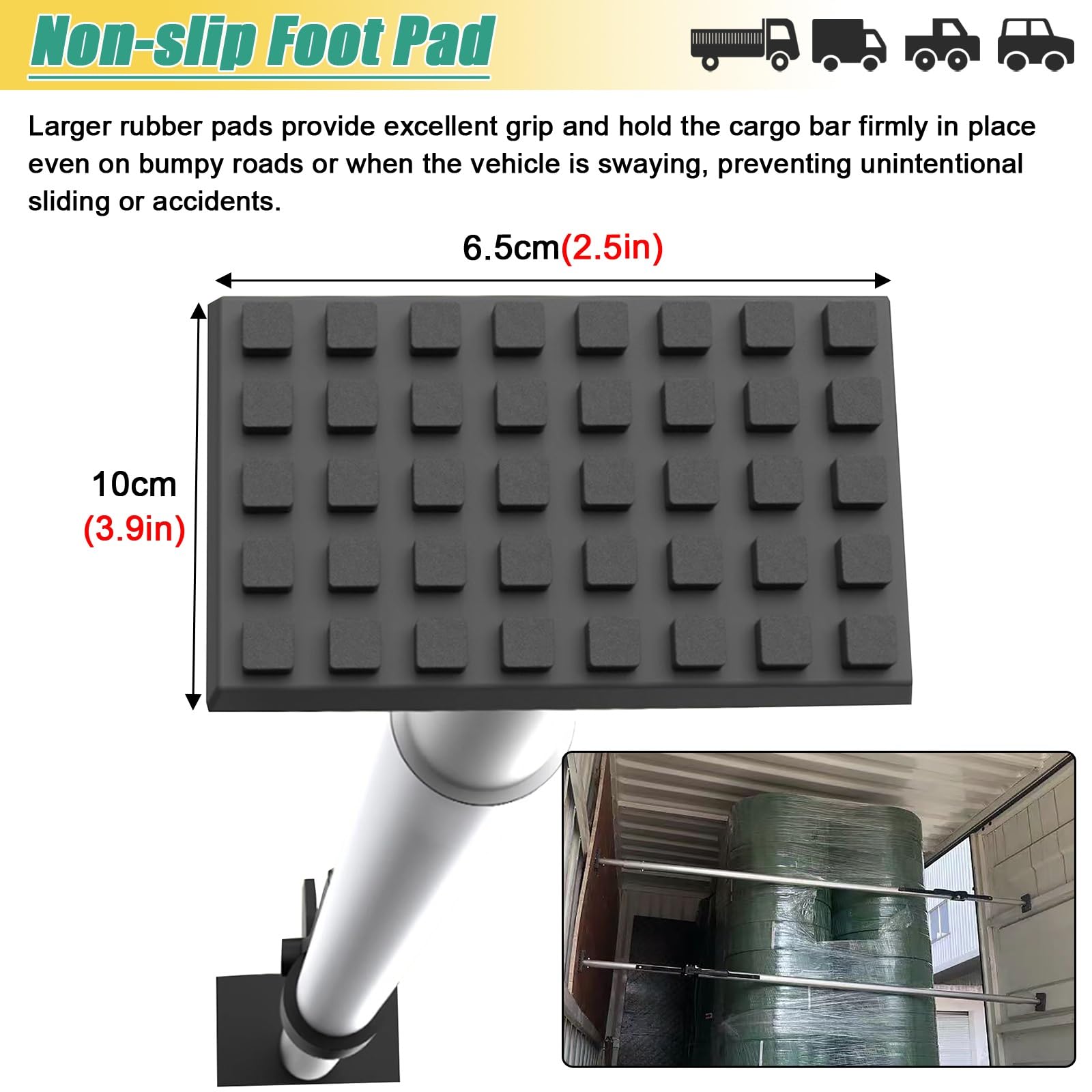 Ratschen-Ladungsstange, verstellbare Aluminium-Ladungsstange & Ladungsstabilisator - 3er-Pack für LKWs, Transporter & Anhänger - Ratschen-Stützstange zur Ladungssicherung