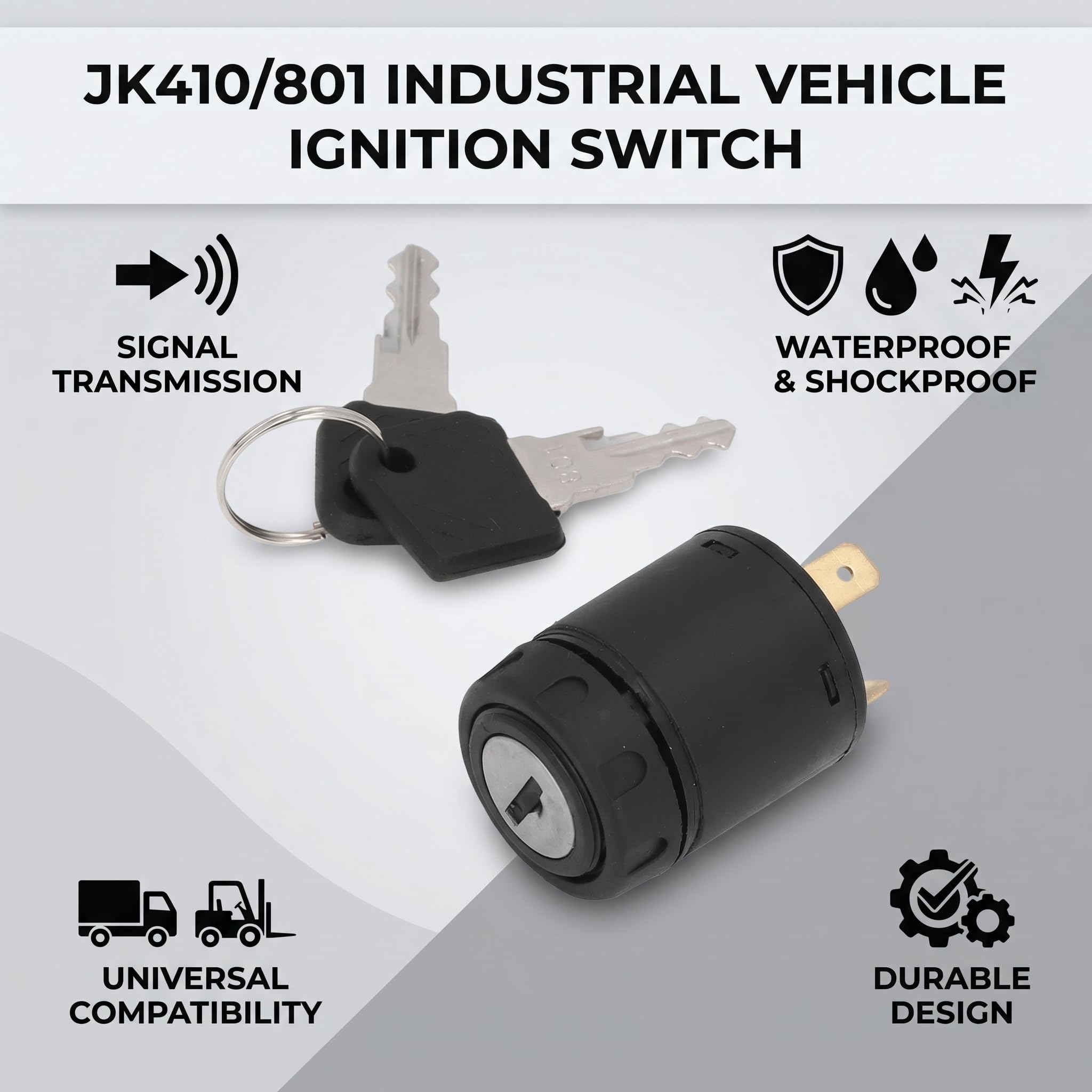 Interruttore Accensione Universale con Chiave per Veicoli - Compatibile con Auto, Camion, Trattore, Rimorchio, Carrello Elevatore, Moto e Mezzi Agricoli
