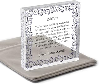 Beecreative Personalised Step Dad Wedding Gift - Stepdad Of The Bride - Acrylic Keepsake With Grey Bag