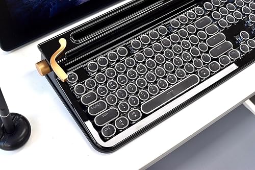 Miniatura 6 de FINEDAY Teclado 2.0 Plus, 2.4G inalámbrico y Bluetooth, 104 teclas, interruptor azul, 5000 mAh, teclado mecánico retro con teclas coreanasinglesas