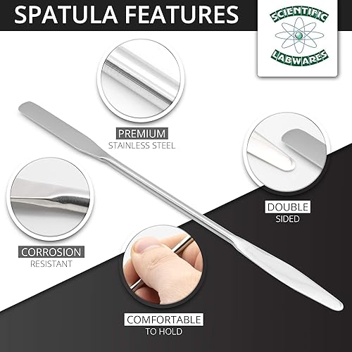 Miniatura 3 de Lab Micro - Espátula de doble extremo, redondaafilada, extremos planos 1.969 in x 0.354 in, 7.0 in de largo, acero inoxidable