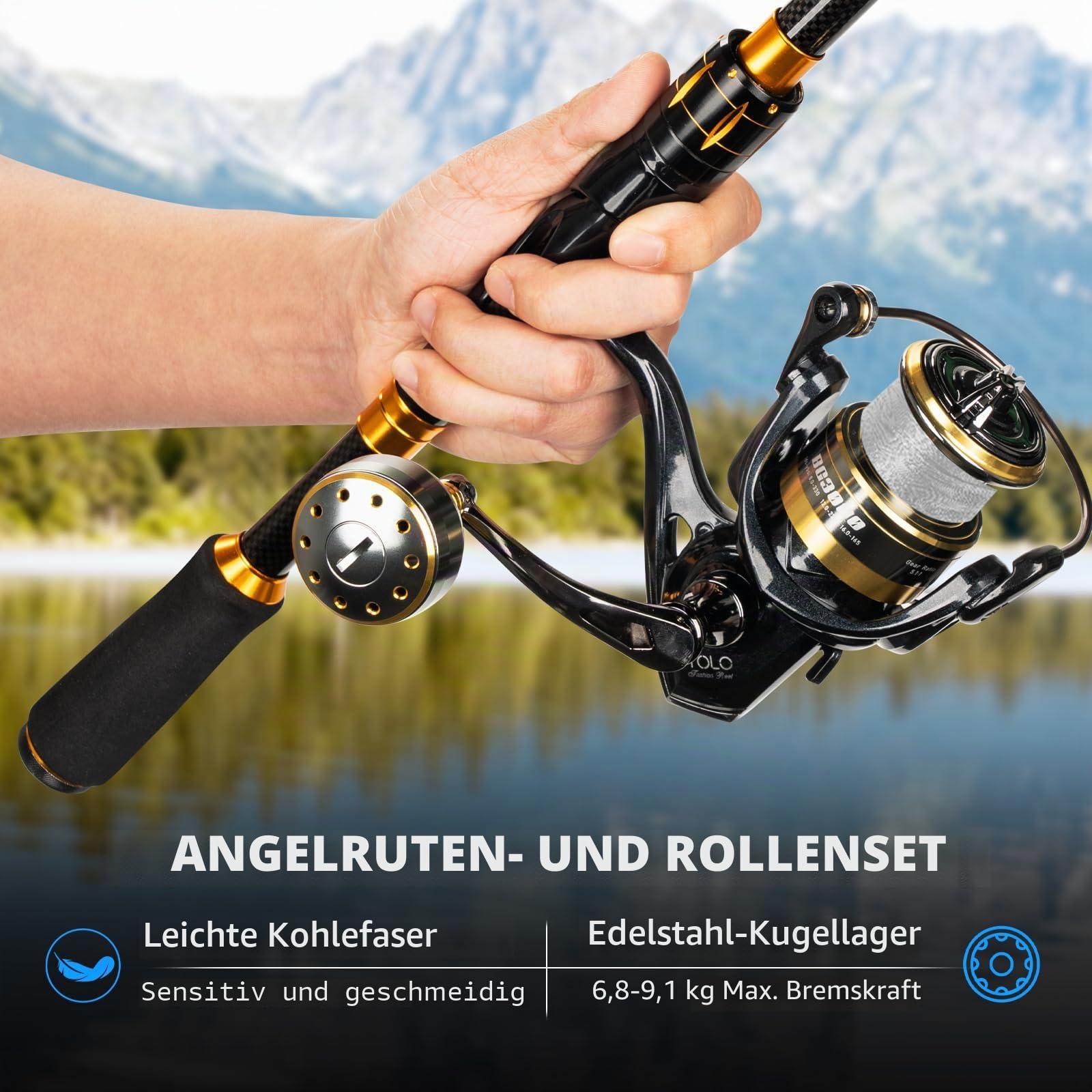 THKFISH Angelrute und Rolle Combo mit Angeln Rucksack, Angelset Anfänger Komplett mit Kohlefaser Teleskop-Angelrute, Angelwerkzeuge, Spinnrolle, Baitcast Zubehör für Salz-/Süßwasser