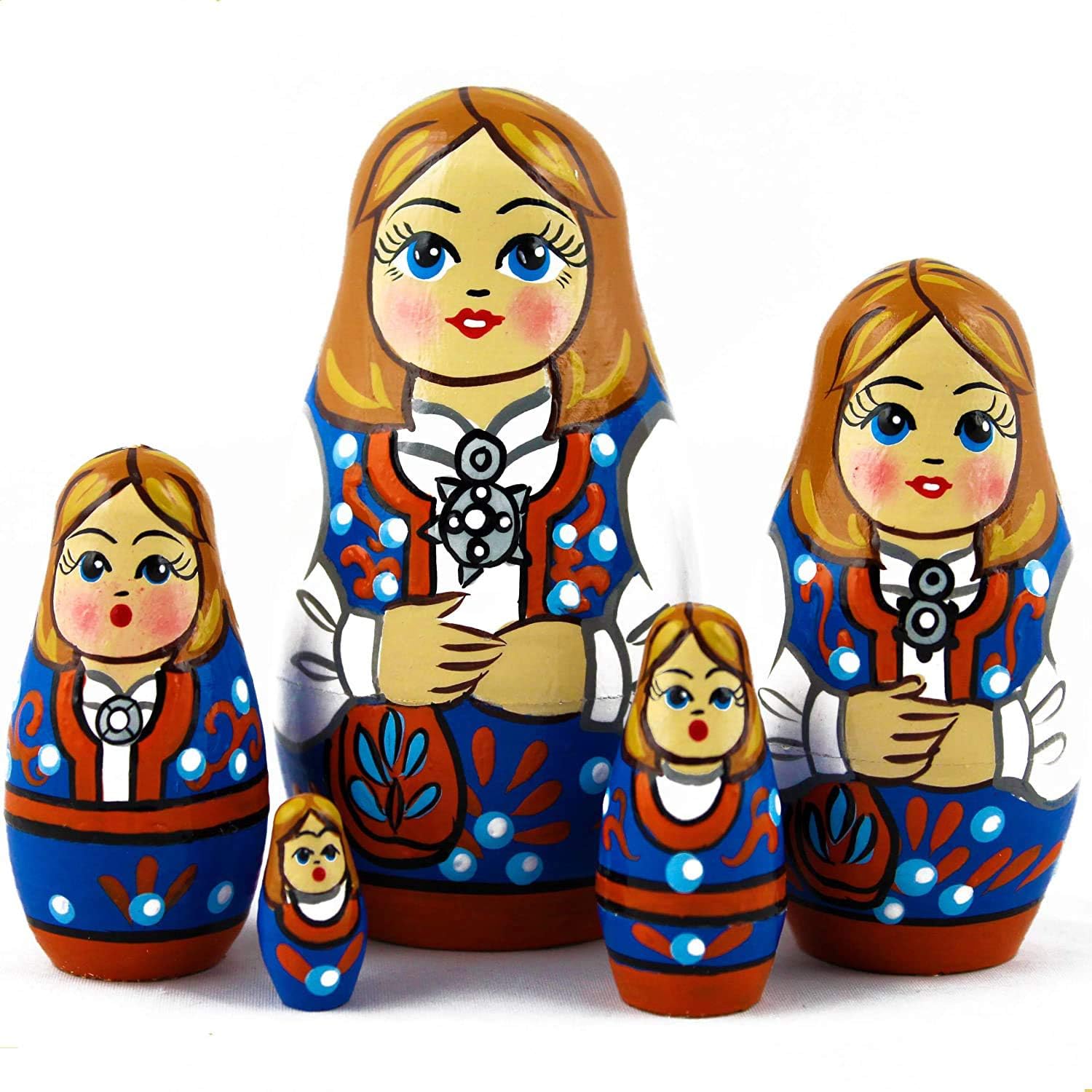 Matryoshka Nesting Dolls Set 5 pcs Norwegian National Costume Theme