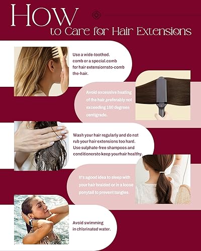 Miniatura 7 de Moresoo Extensiones de cabello humano de 22 pulgadas, doble trama, cosidas, extensiones de cabello humano castaño oscuro con mechas de cabello