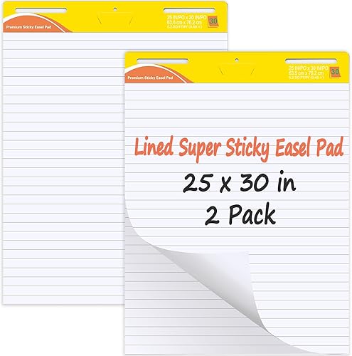 ReliThick 2 almohadillas adhesivas de caballete, 25 x 30 pulgadas, blanco, 30 hojasbloc, papel de tabla de anclaje para profesores, tabla de líneas