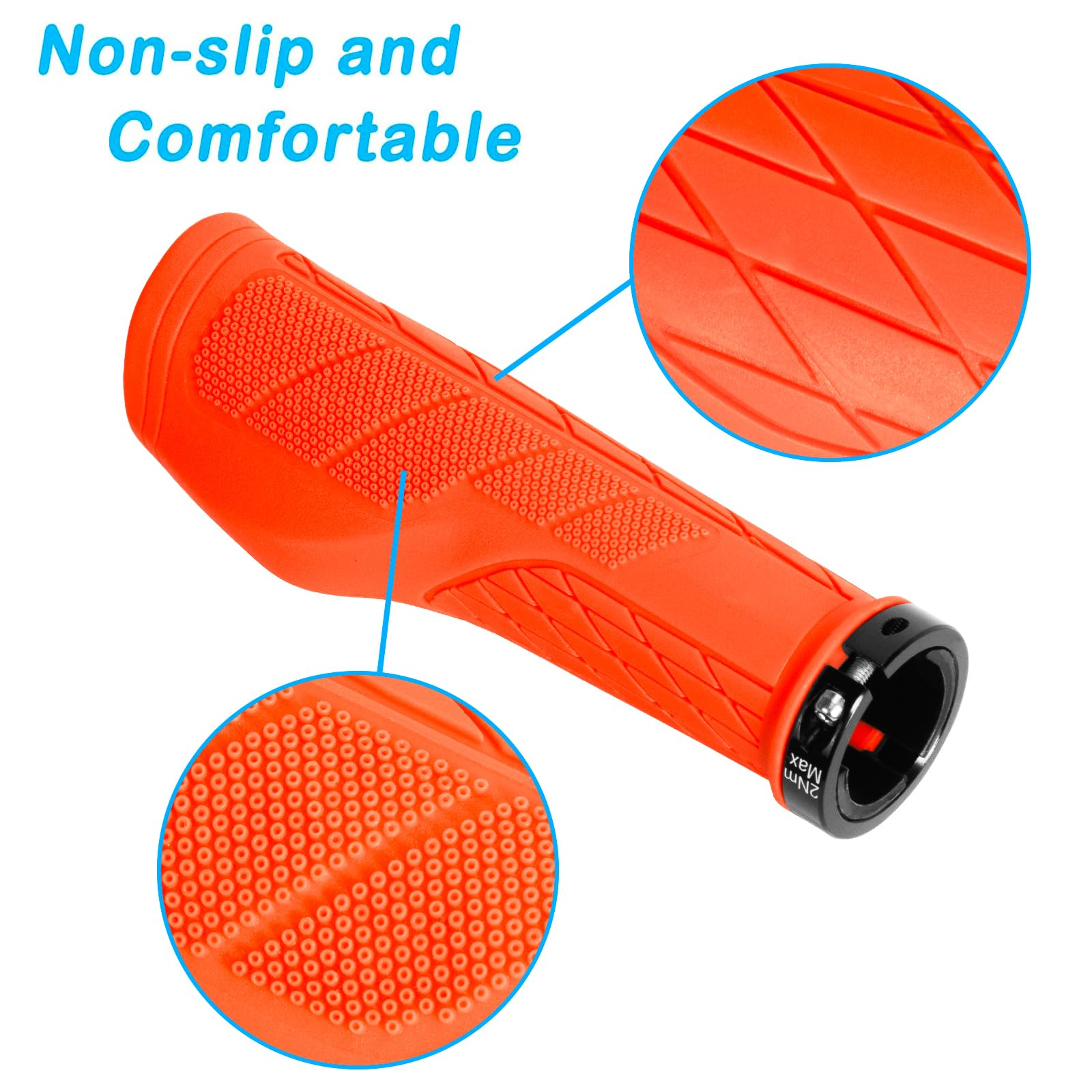 SOLODRIVE Impugnature per Bicicletta da Montagna Ergonomiche, Manopole Comfortevoli per Manubrio, Single Lock-on e Antiscivolo, Adatte per MTB, E-Bike, Hybrid e Scooter