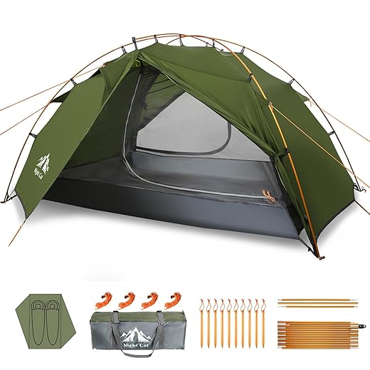 Night Cat Camping Tent for 2 Persons Waterproof Hiking Tent Easy Install Lightweight for Hiking