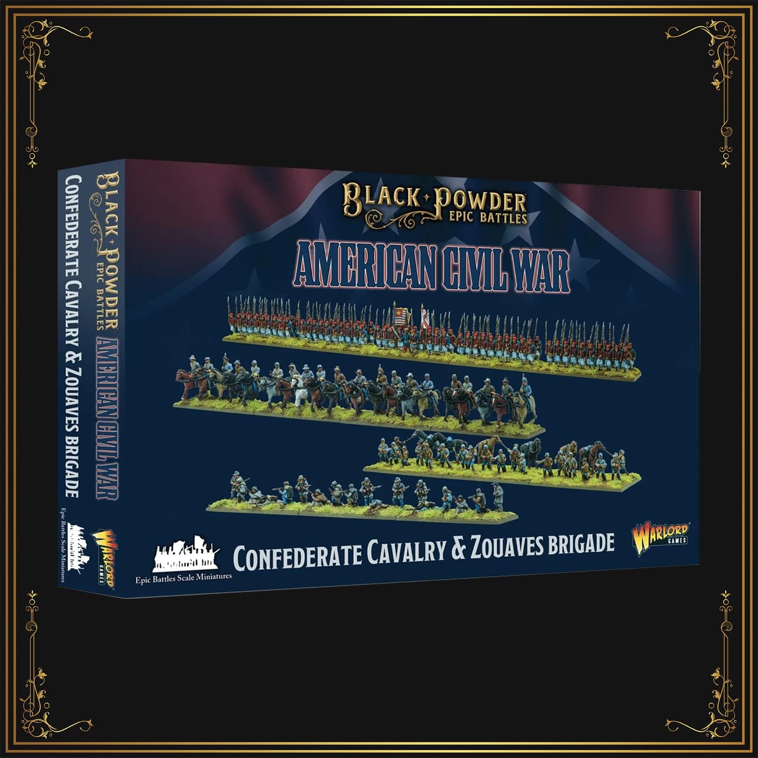 Wargames Delivered - Warlord Games Black Powder Epic Battles - American Civil War Confederate Cavalry & Zouaves Brigade Miniatures, 4 Regiments, Digital Bundle- Action Figures Model Kit