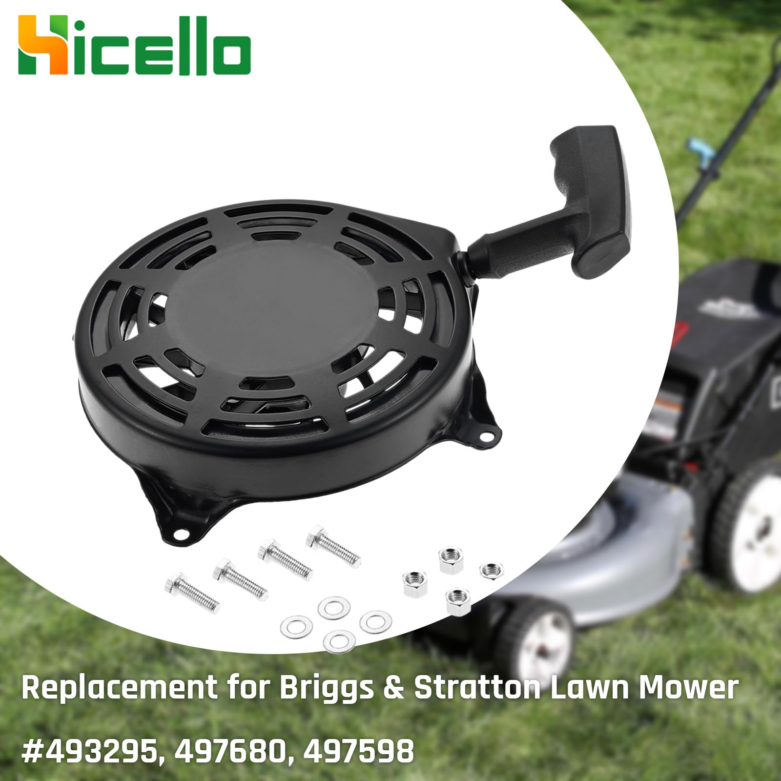 Seilzugstarter für Briggs & Stratton Rücklaufstarter Seilzugstarter 497680 498144 Handstarter Rasenmäher Starter Recoil Starter Sabo Rasenmäher Ersatzteile