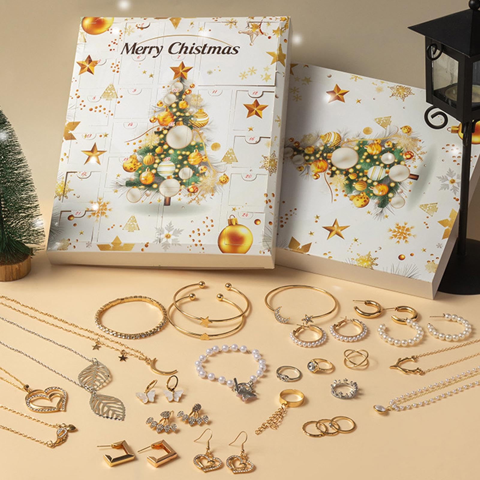 Calendrier de l'Avent Bijoux, 24pcs Calendrier de l'Avent Collier