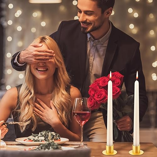 Miniatura 6 de 48 portavelas cónicos de metal dorado a granel para velas de pilar de boda, candelabros, centros de mesa, velas cortas, decoración de cena