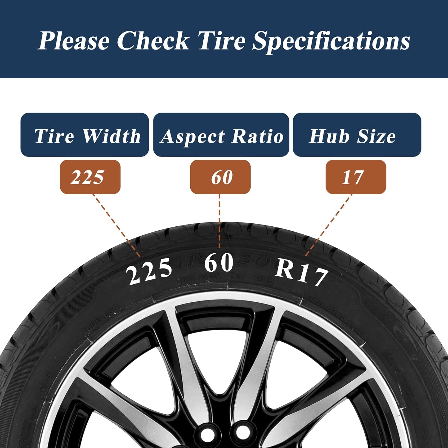 Snow Chains, 215-315mm Universal Tire Chains for Car, SUV, RV, Pickup Trucks, Adjustable Emergency Anti-Skid Thickening Tire Traction Chain (6 Packs)