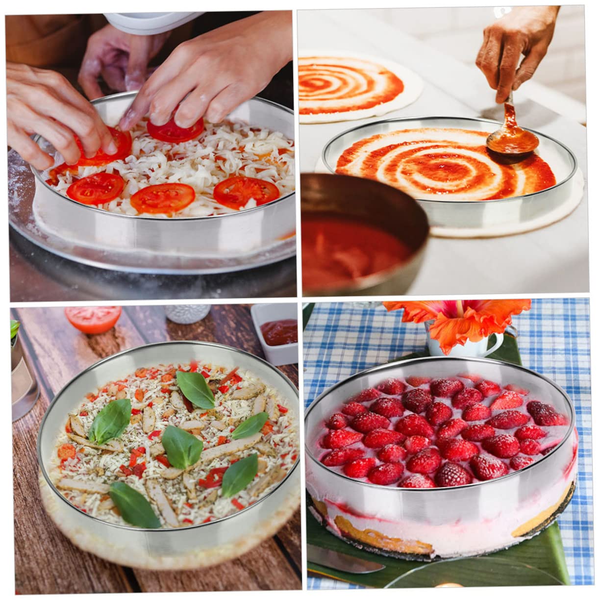 Cabilock 3 Pièces Fournitures de gâteau Anneaux de gâteau au Fromage Cercles à pâtisserie Accessoire Pizza Accessoires Pizza Crêpes Cercle à Pizza réutilisable Anneau de pâtisserie ménager