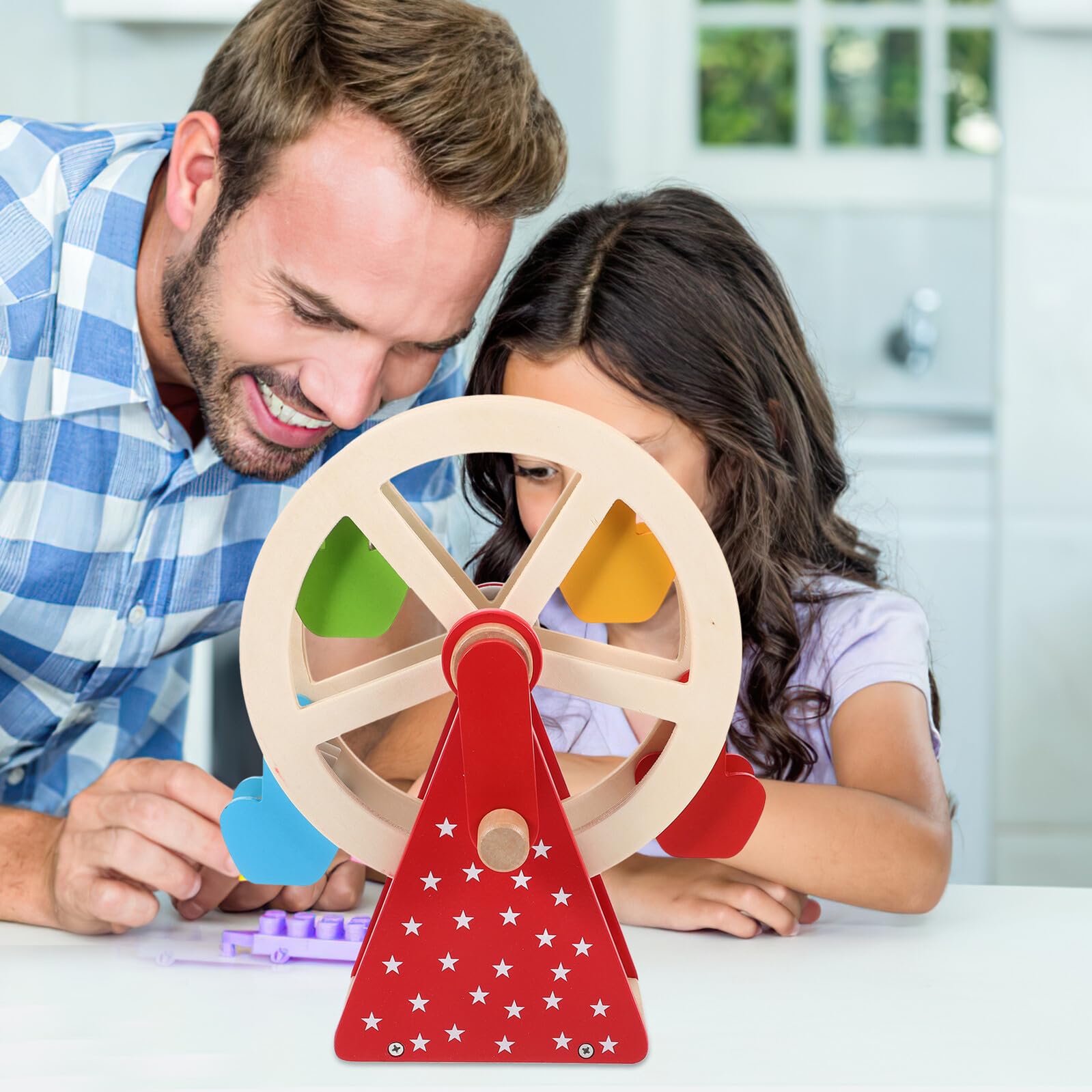 Giocattolo in Legno Rotante per Bambini, Gioco Educativo Interattivo | Design Cartone Animato Carino, Stile Delicato e Curioso, per Ragazzi e Ragazze, Gioco Genitore-Figlio