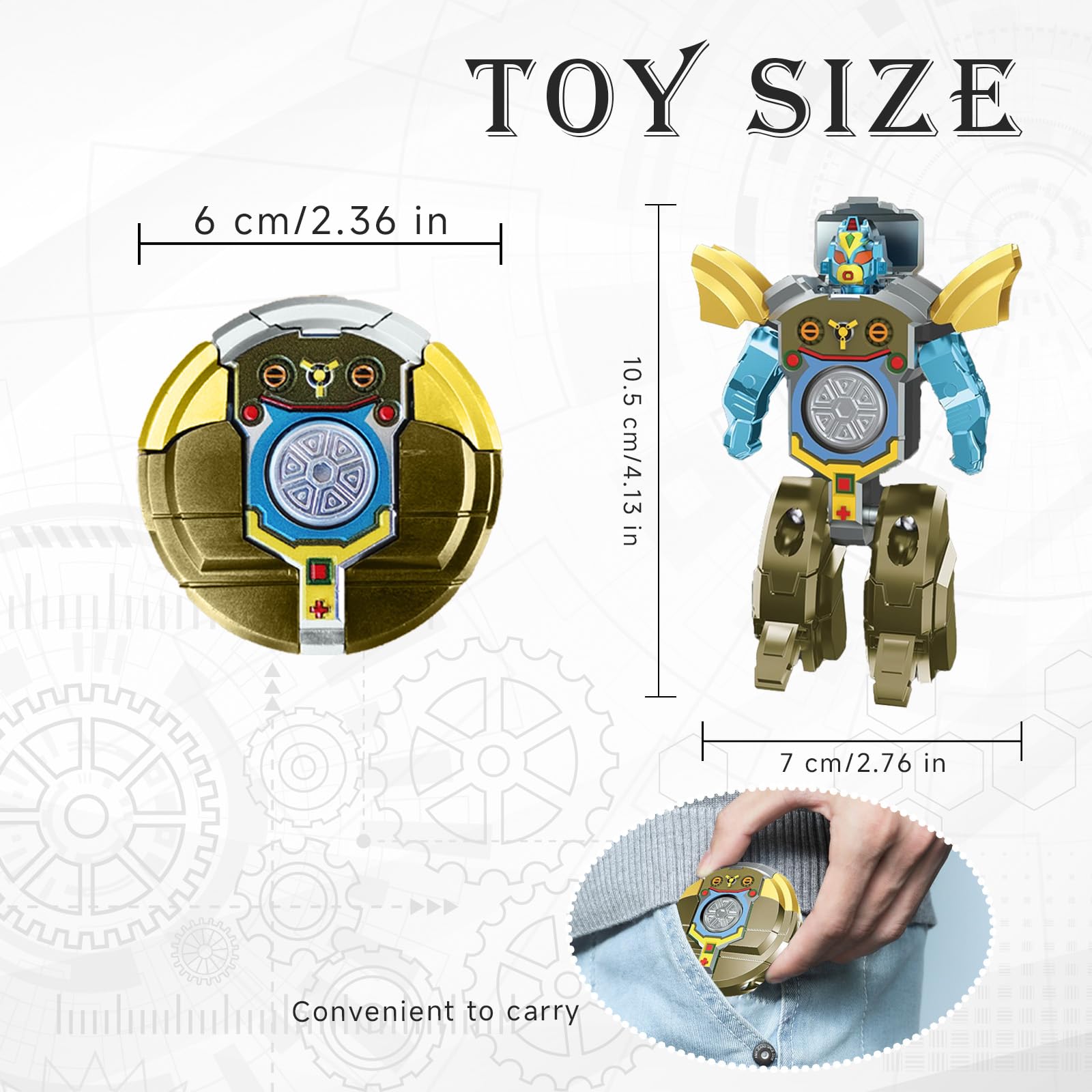 2 In 1 Transformable Roboter Fidget Spinner Spielzeug | Sensorisches Stressabbau Verformbares Mini Roboter Spielzeug Für Kinder & Erwachsene | Reisespielzeug Cooles Handspinner Für Junge/Mädchen Ab 3+