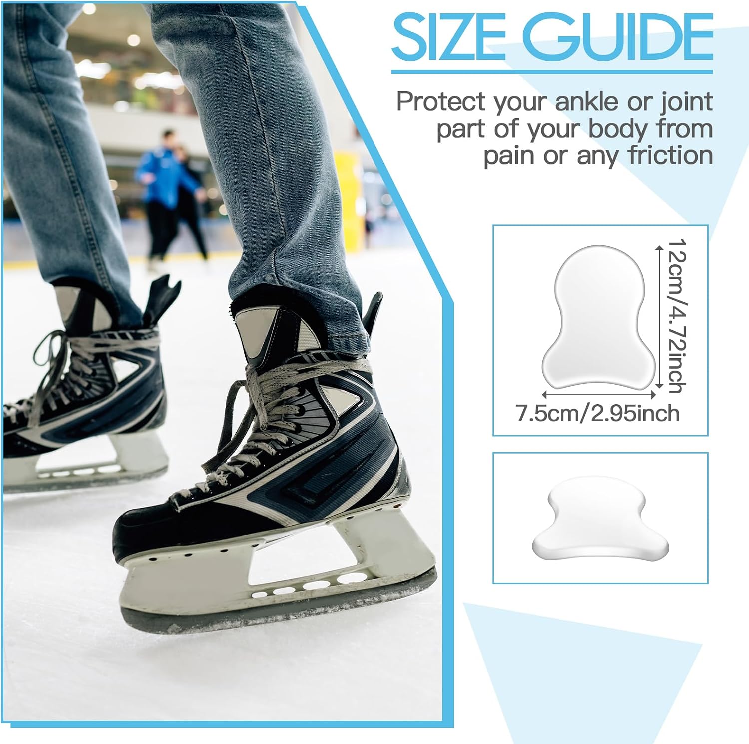 Sotiff 4 Pcs Ankle Gel Pads for Skates Hockey 2.48",Fish Style image 2