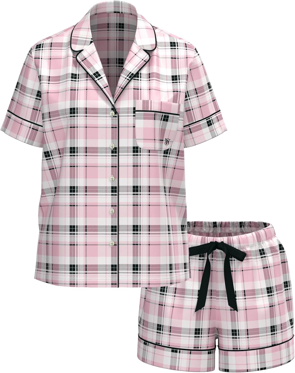 Victoria's Secret Flannel Pajama Set, Short Sleeve Shirt and Pajama Short Set, Sleepwear for Women (XS-XXL) - Image 3