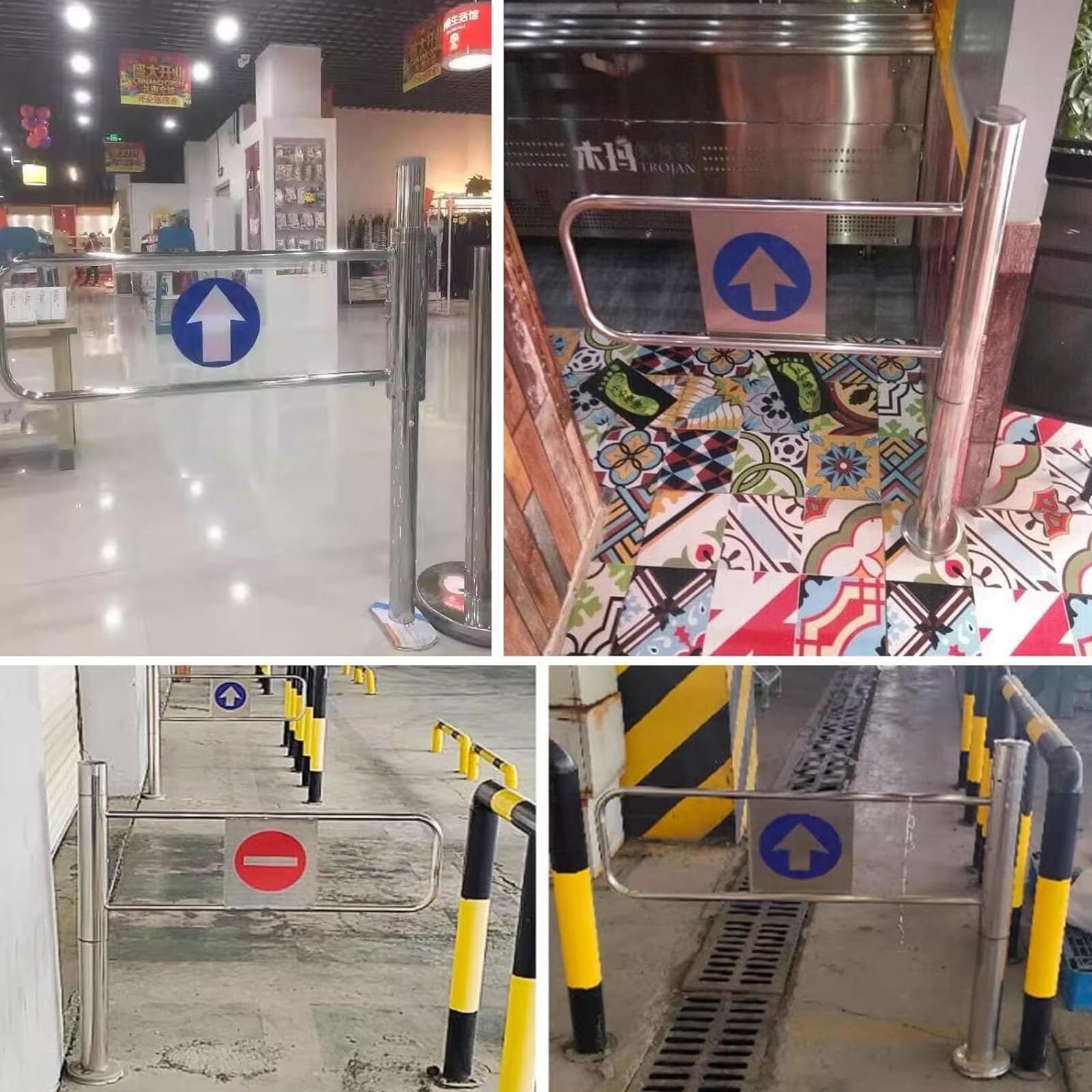 Cancello a battente in metallo resistente, con chiusura automatica, barriera di apertura a 90°, per supermercati, biblioteche e negozi, lato sinistro, porta di accesso pedonale (65 cm)