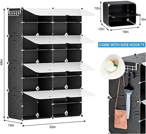 Miniatura 9 de Neprock Percheros para colgar ropa con estantes con organizador de zapatos, zapatero de 8 niveles para entrada