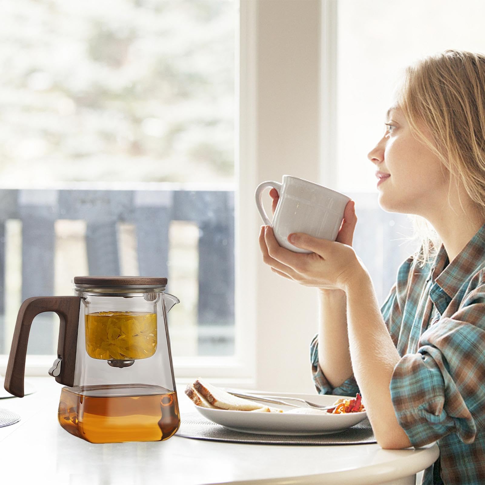 Teiera in con infusore, teiera per infusore per il tè Teiera in con filtro | Set da tè con filtro magnetico in per teiera multifunzionale con separazione 'acqua per tè Oolong nero verde caldo o