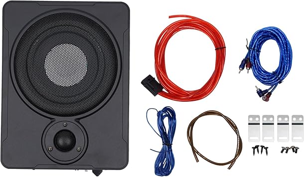 Upgraded 600W Slim Under Seat Powered Car Subwoofer for Cars/Trucks, 8" Portable Powered Subwoofer Car Audio, Multi-Function Car Subwoofer with Built in Amp, Amplified Subwoofe Blank