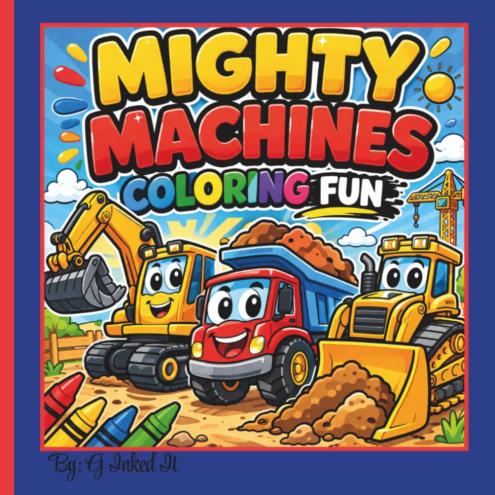 Mighty Machines Coloring Fun: Fun and Easy Construction Machines with Thick Bold Lines