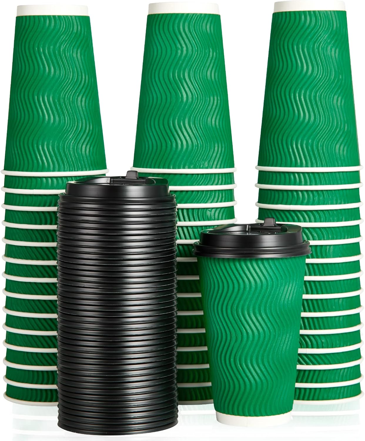 DAILYPACK [80 pack 16oz Paper Coffee Cups, Disposable Insulated Ripple