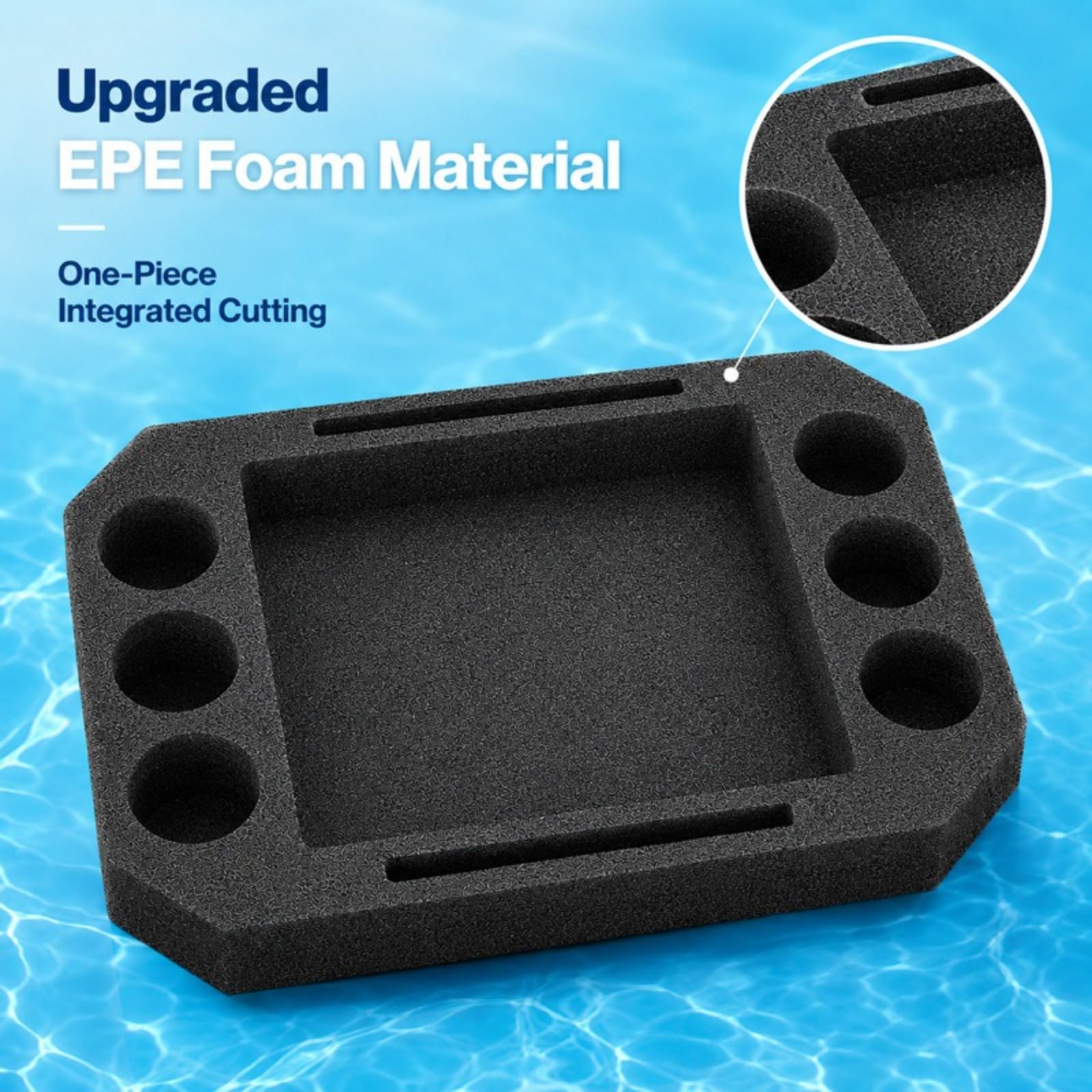 Table Flottante Piscine Grand Format Noir, Plateau Porte Boisson Flottant Étanche pour Boissons Snacks et Décoration, Accessoire Portable pour Piscine Jacuzzi Plage Lac et Fêtes d’Été