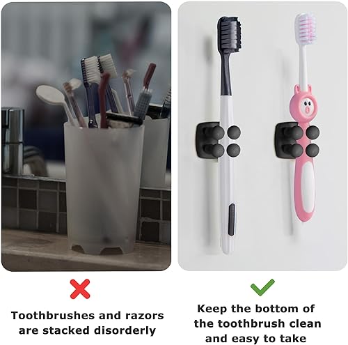 Miniatura 3 de Soporte de silicona para cepillos de dientes, gancho multifunción, impermeable, autoadhesivo, para cepillo de dientes, soporte para enchufe de pared