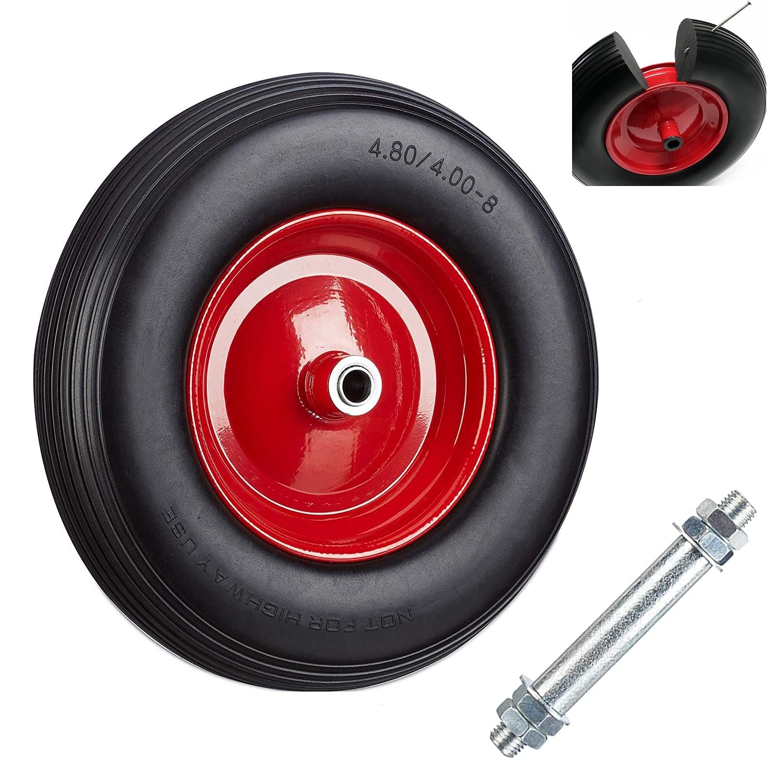 Buy YUWENG Solid rubber wheelbarrow wheel Puncture Proof 15.3" Tyre