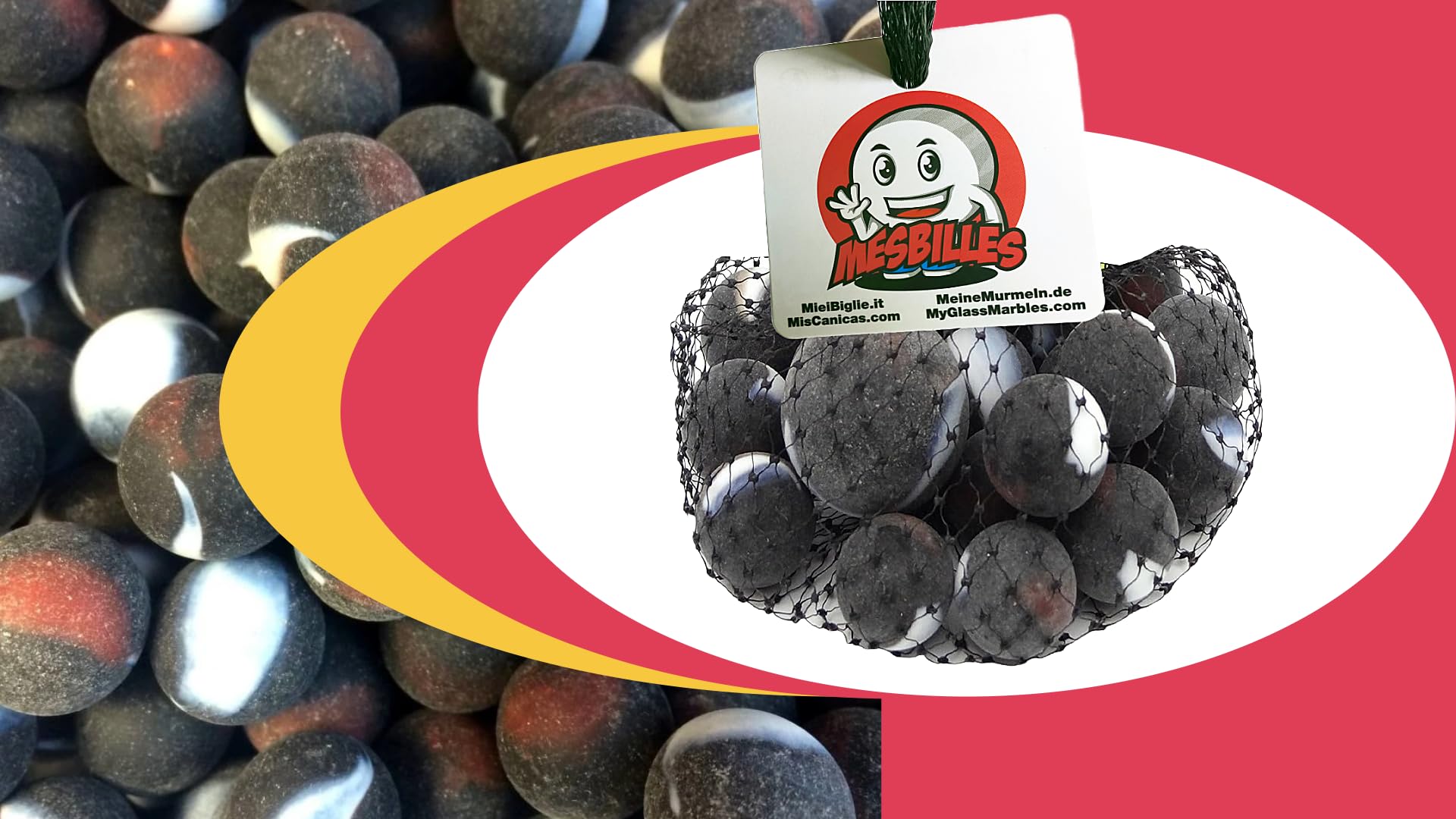 Coffret De Billes Pirate – 20 Billes 16 Mm + 1 Calot 25 Mm – Billes En Verre Noir Givré – Jeu D'Échange Et De Collection