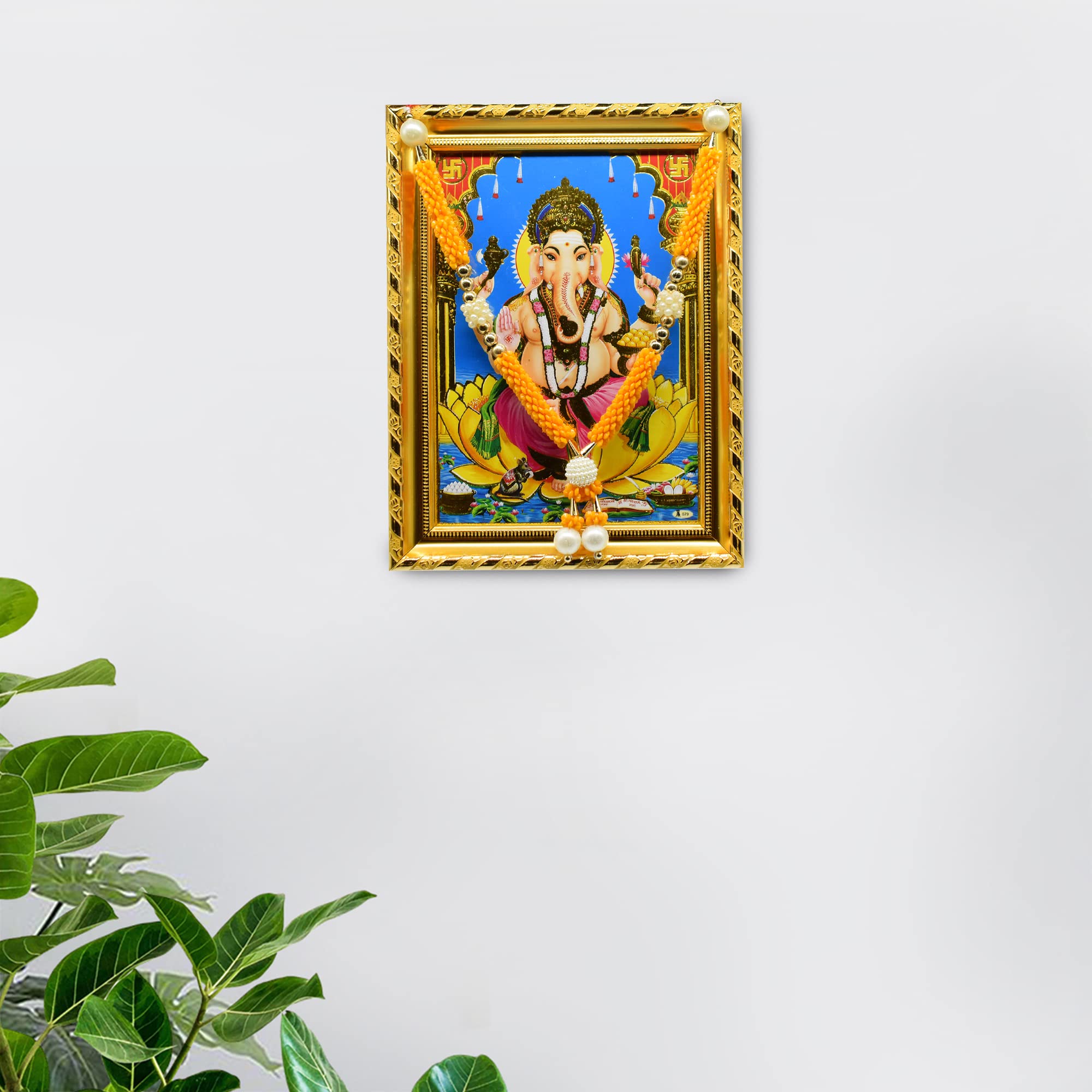 Dalvkot Yellow Color Pearl Beads Moti Mala Garland for God Photo Frames and Idols