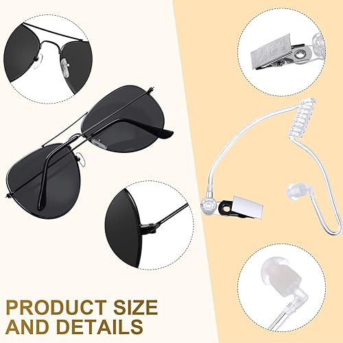 Miniatura 2 de Juego de 6 piezas de juguete para cosplay, disfraz secreto, incluye tapones para los oídos, gafas de sol de tubo acústico y sombrero de seguridad