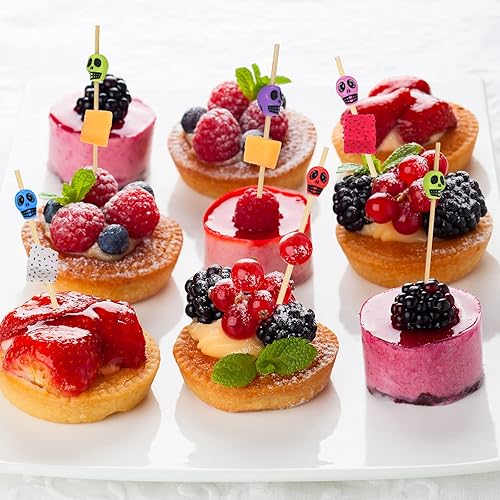 Miniatura 7 de 400 palillos de calavera, palillos de dientes de calavera, palillos de cóctel para bebidas, brochetas de 4.7 pulgadas, sándwich de lujo, brochetas