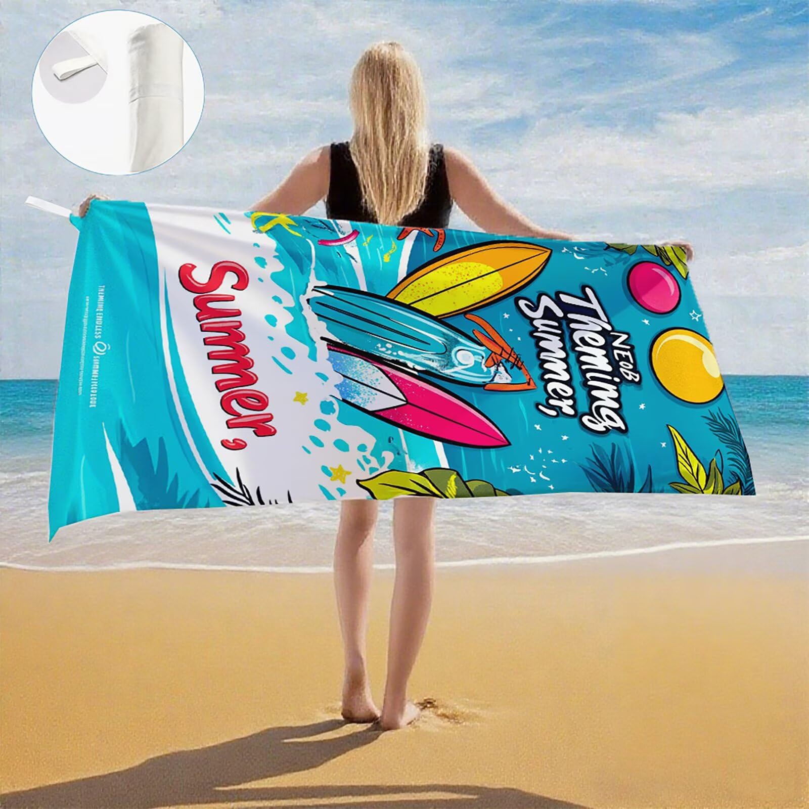 Telo Mare Microfibra, Telo Mare Grande 200x100 cm Set da 2, Antisabbia Asciugatura Rapida Assorbente Salvietta da Spiaggia Asciugamano per Palestra Piscina Viaggi Picnic, Regali Donna Estate Q-717