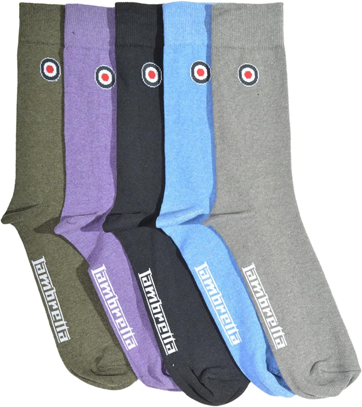 Mens 5 Pack Plain Crew Socks - Multi