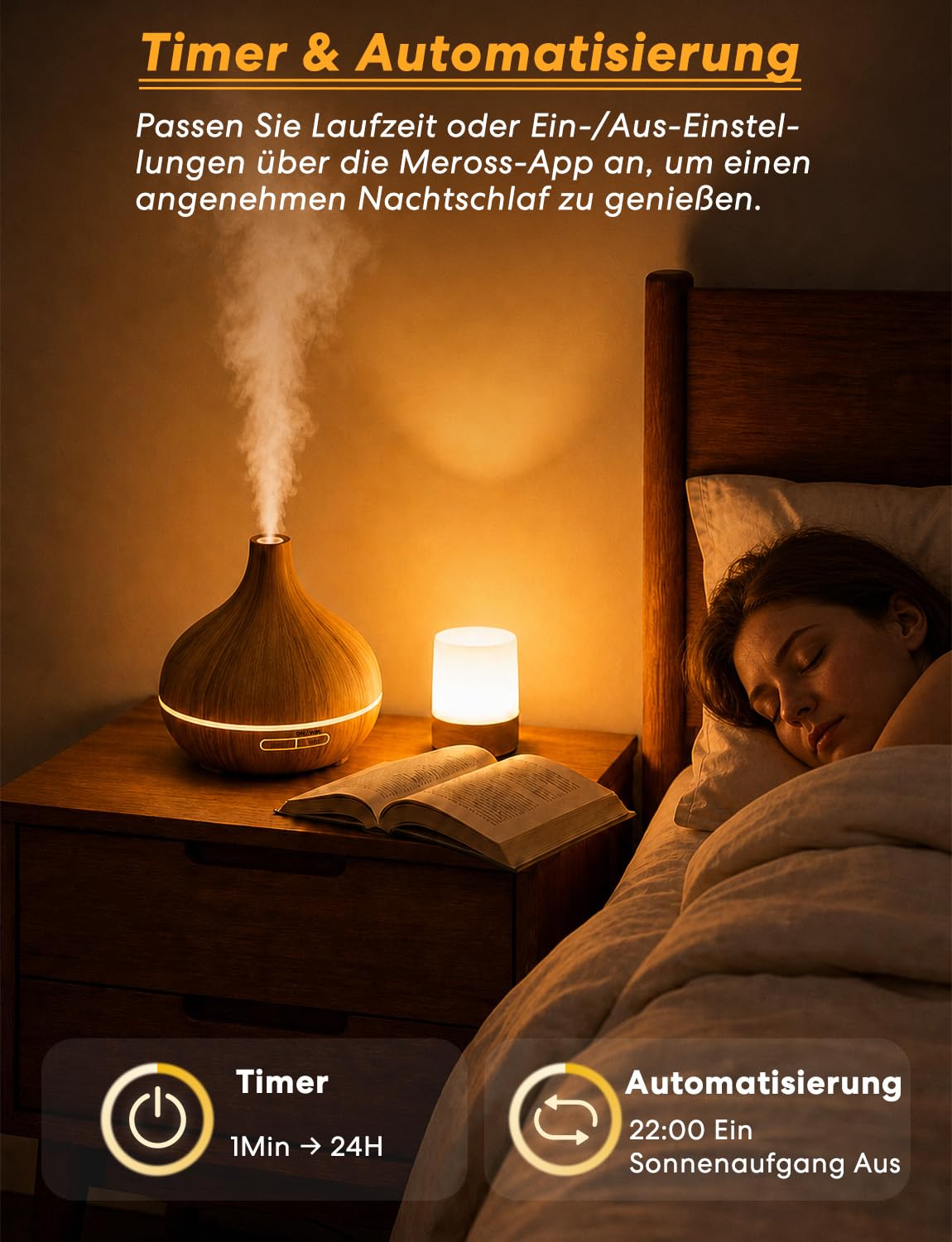 Meross Smart Aroma Diffuser mit APP Steuerung, Luftbefeuchter WLAN kompatibel mit Apple Home, Alexa und Google Home, Fernsteuerung & Sprachsteuerung, Zeitschaltuhr, 400ml