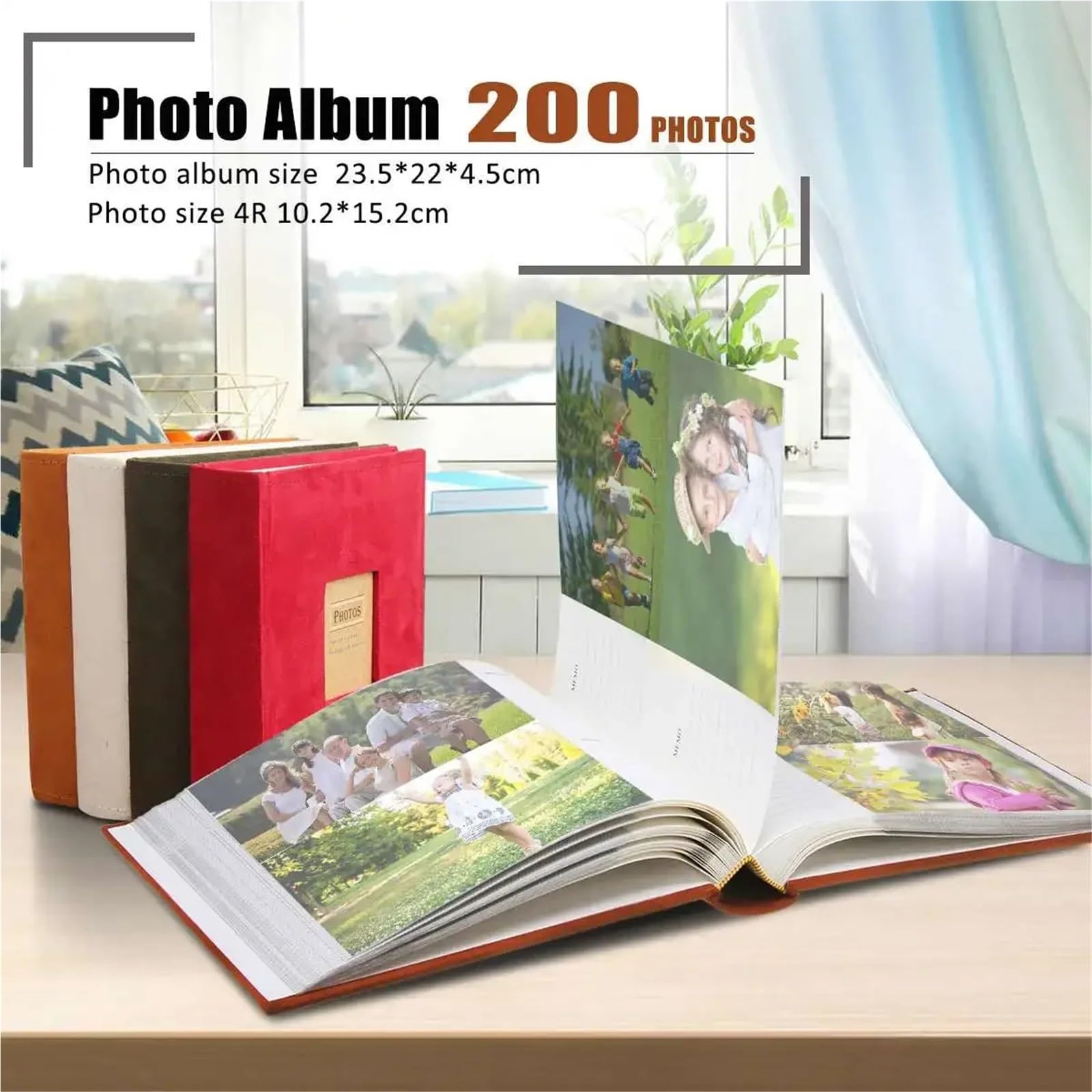 Album De Fotos Álbum de fotos 4R, 6 ", 200 bolsillos, recuerdo familiar, estuche almacenamiento for, álbum conmemorativo graduación boda, recortes(White)