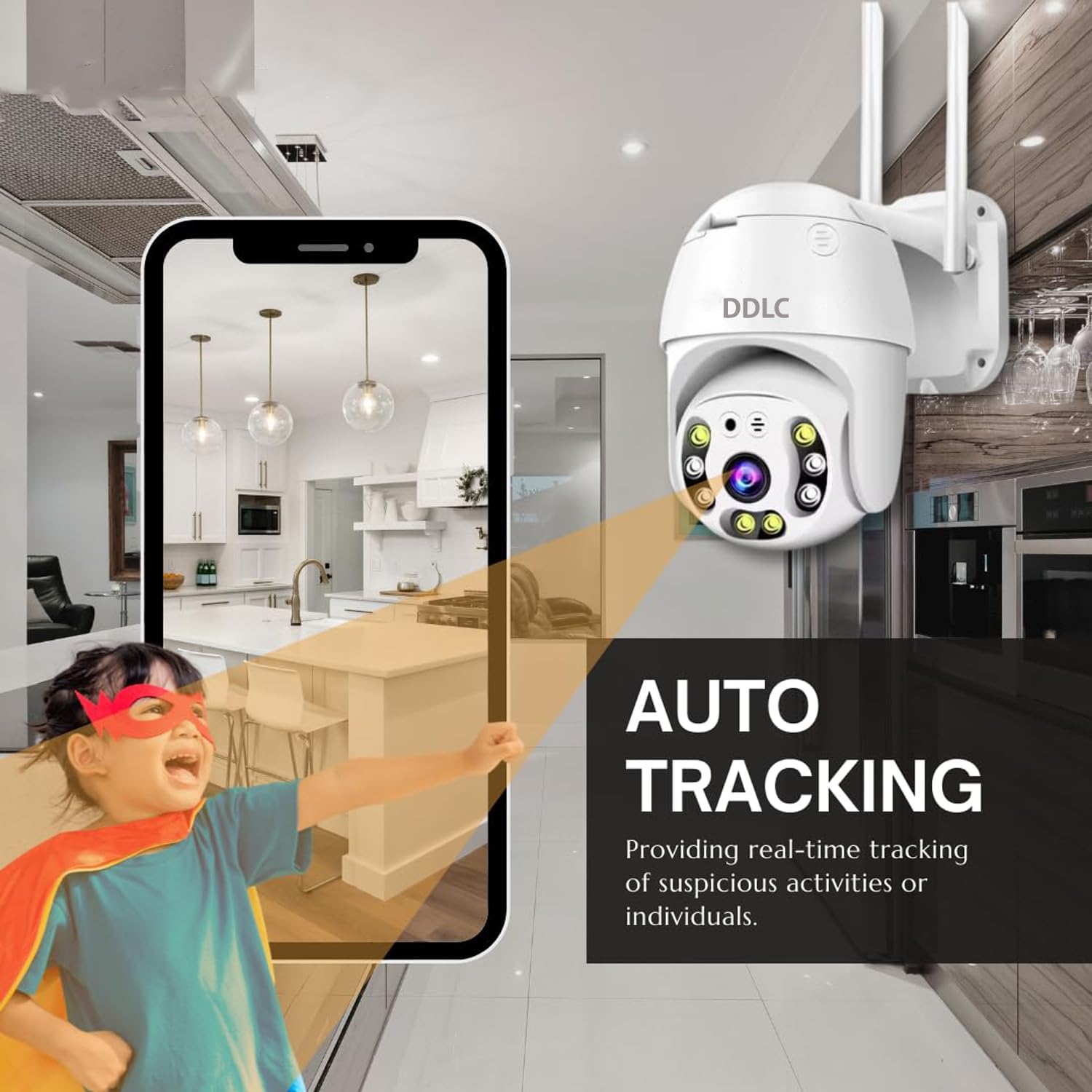 TP Plus 5MP Outdoor Smart WiFi Wireless IP CCTV Security Camera | Colored Light Vision | 2-Way Audio | Motion Track | Cruise Mode | Support 128 GB Micro SD Card Slot (Dome Camera K-803) - Image 8 thumbnail