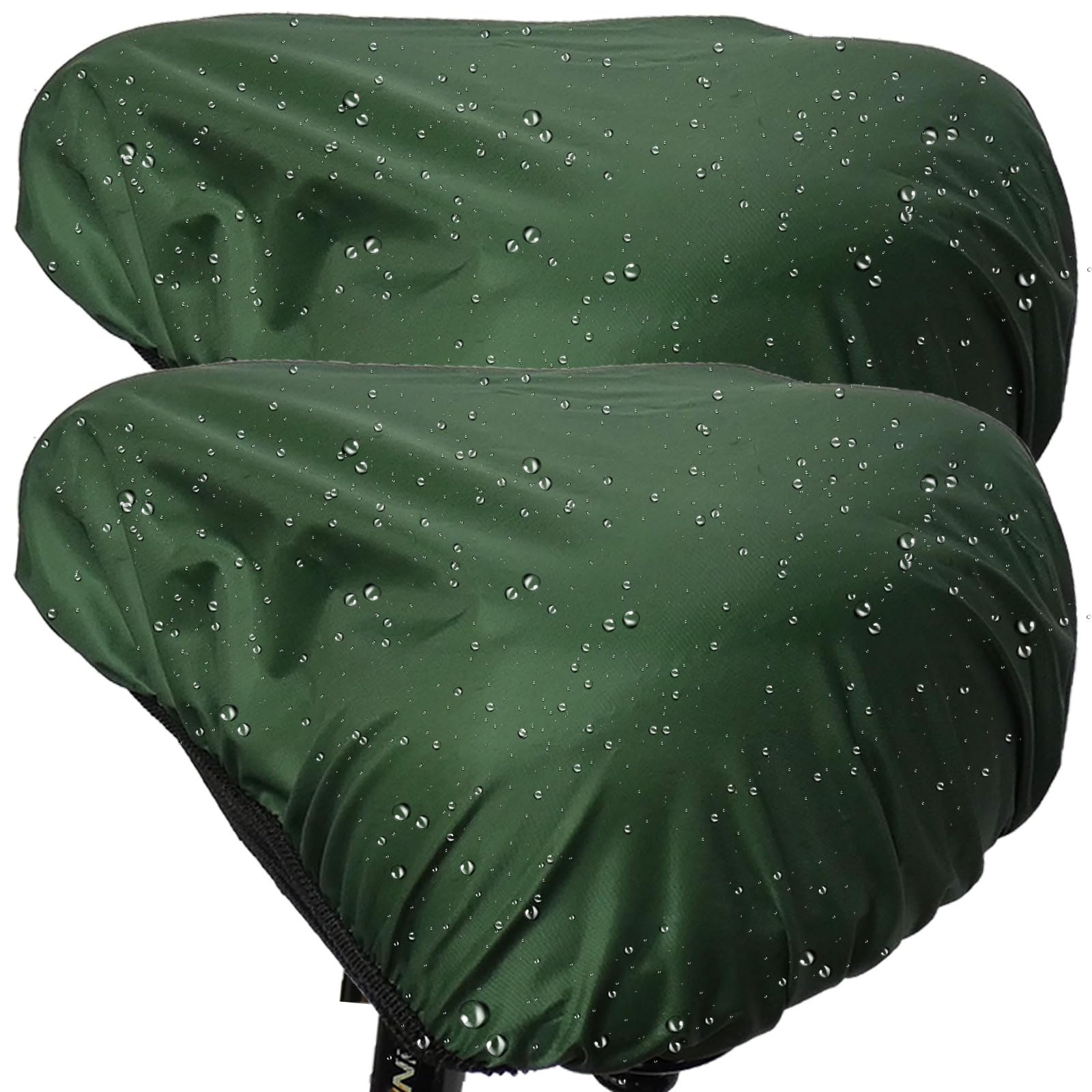 Waterproof Bicycle Saddle Cover 2Pcs UV, Rain, Dust, and Wind Protection Suitable for city, mountain, and electric bike saddles Easy to install and clean Elastic base with Velcro fastening Green