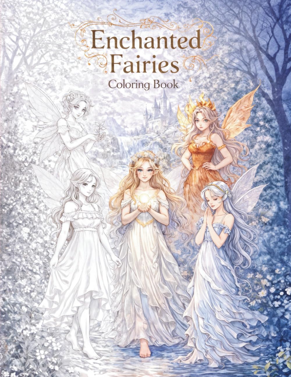Enchanted Fairies – Coloring Book: A Magical Collection of 45 Elegant Fairies to Color